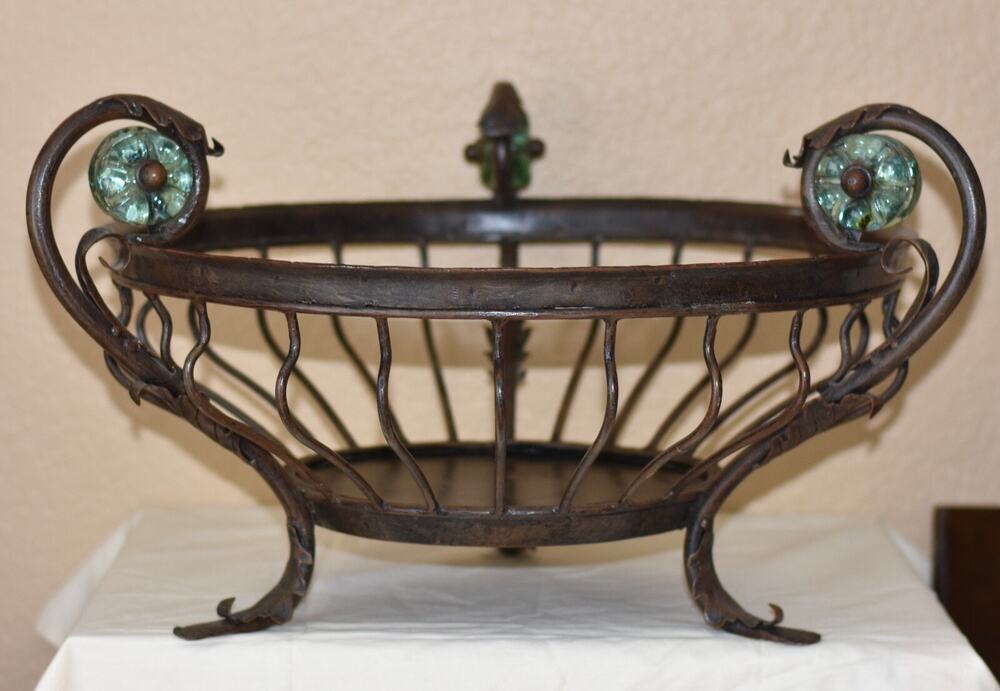 Italian Baroque Wrought Iron Centerpiece Fruit Flower Bowl Basket By Palecek